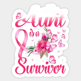 My Aunt Is A Survivor Butterfly Breast Cancer Awareness Sticker